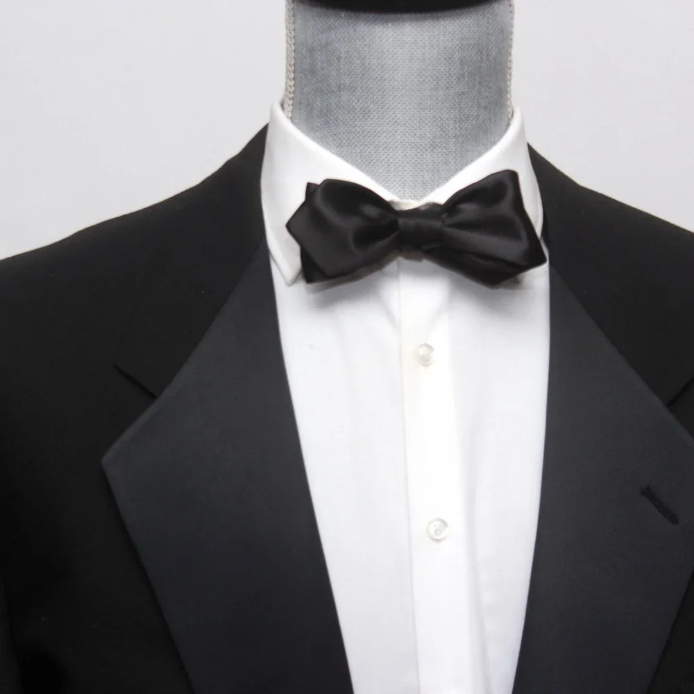 Black‎ Tuxedo Bowtie 100%Silk Satin Self-tied Diamond Gift Box S013D